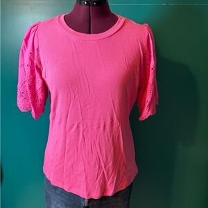 Hailey & Co Pink Ruffled Blouse with Puff Sleeves